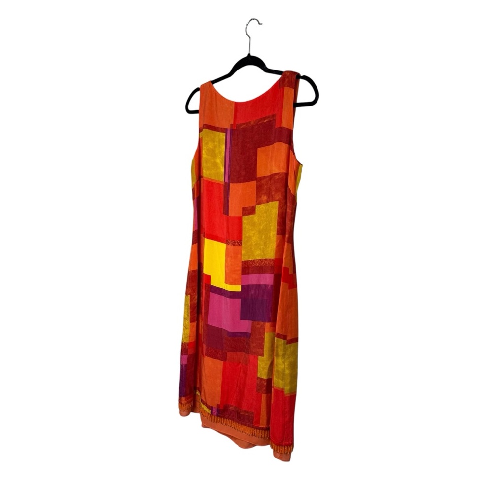 Vintage Yves Cossette Depeche Mode Sunset Geometric Shift Dress Beaded 80’s 90’s - Picture 2 of 8